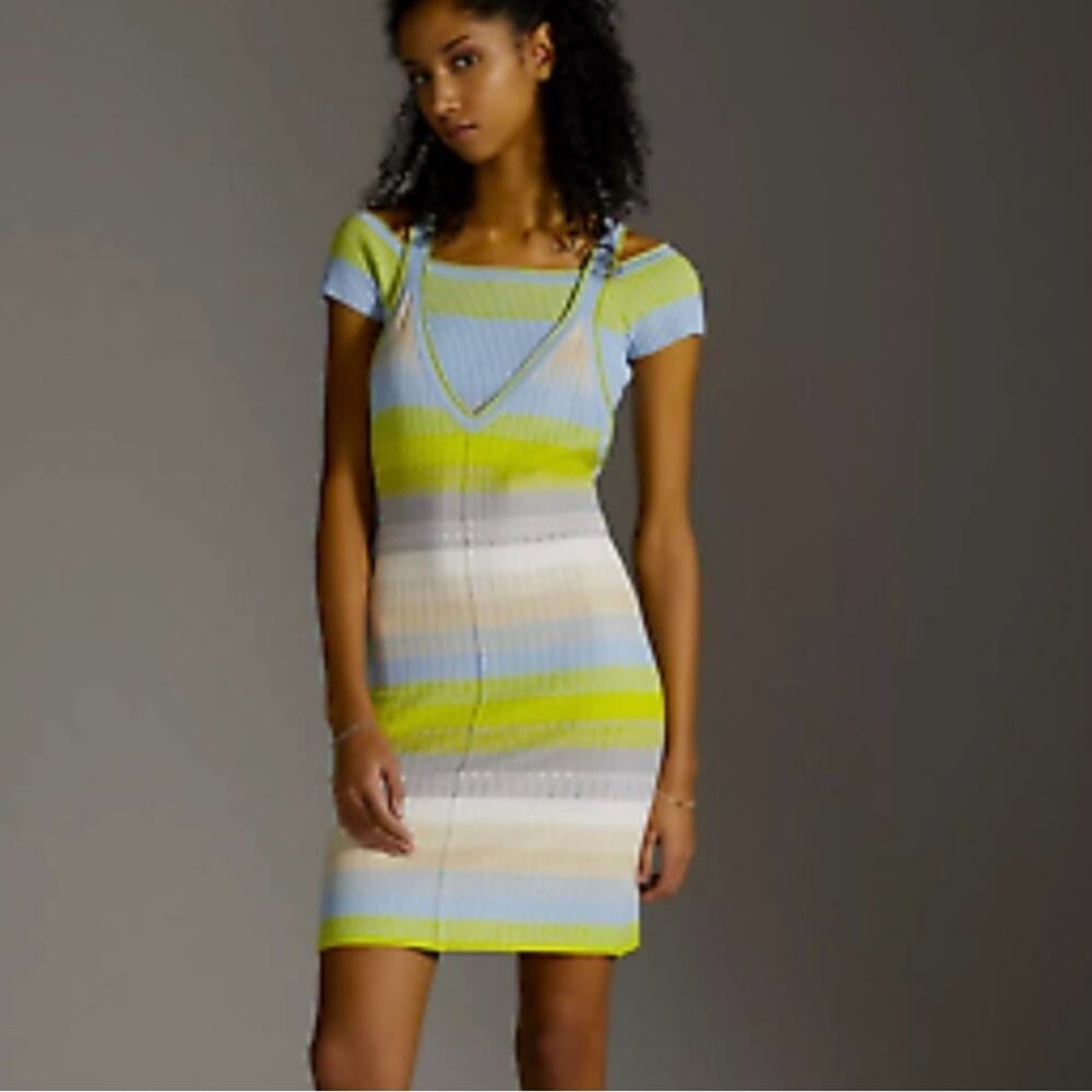 Anthropologie Daily Practice XL Knit Ribbed Stripe Sweater Dress 2pc NWT‎ - Picture 4 of 16